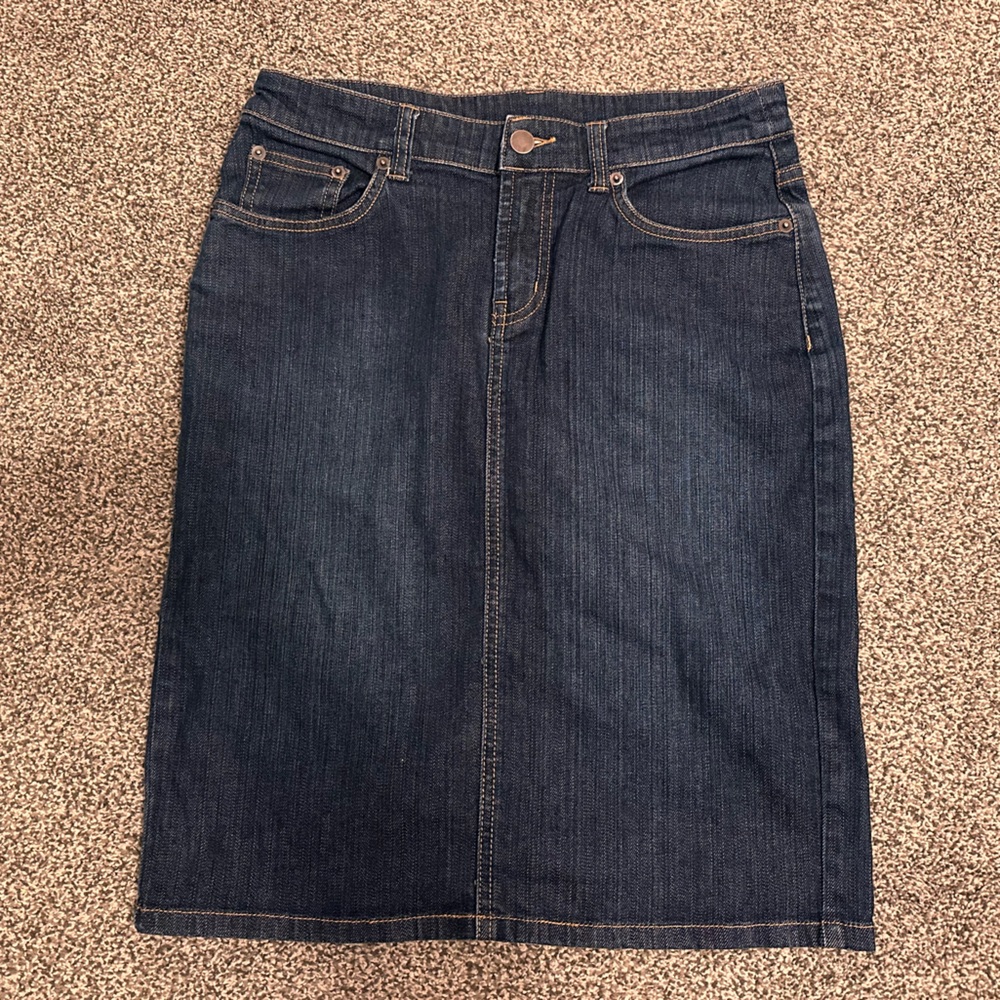 Garnet Hill Denim Navy Skirt 4